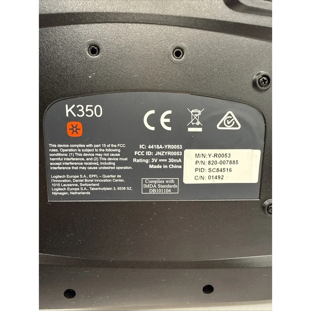 Logitech K350 Wave Wireless Keyboard - No DONGLE/USB Connector EUC